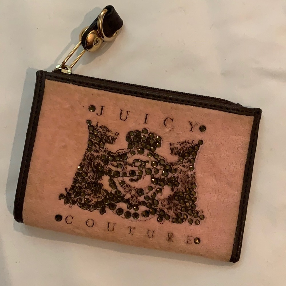 JUICY COUTURE Pink/Brown Embellished Card Holder